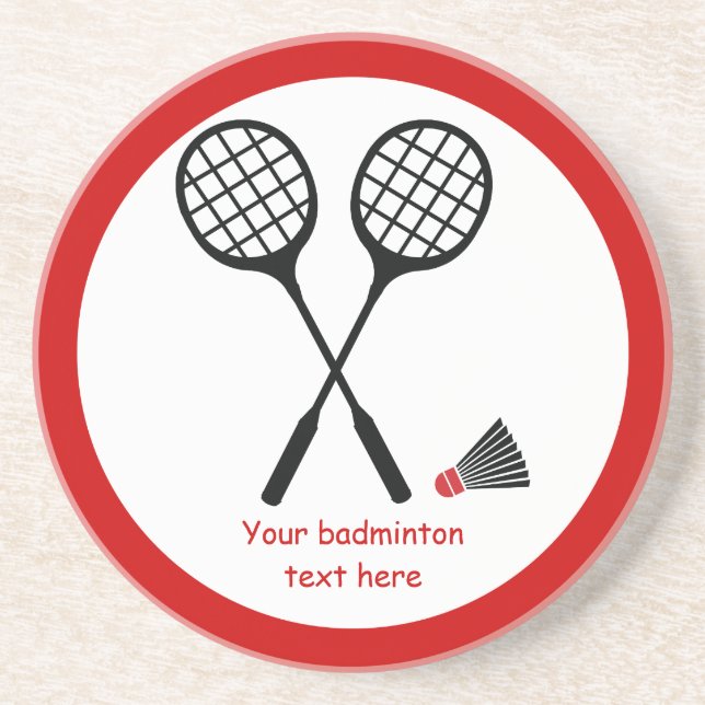 Badminton gifts, racquet and shuttlecock custom coaster (Front)