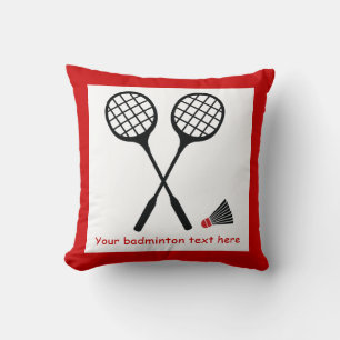 Badminton gifts, racquet and shuttlecock custom cushion