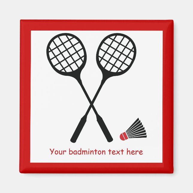 Badminton gifts, racquet and shuttlecock custom magnet (Front)