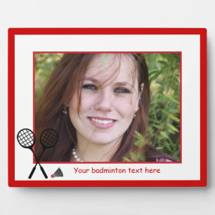 Badminton gifts, racquet and shuttlecock custom plaque