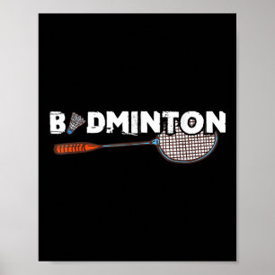 Badminton Gifts With Cute Badminton Racket & S Poster