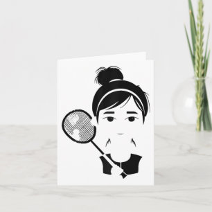 Badminton Girl Cartoon Style Shuttle Player For Gi Card