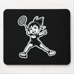 Badminton Girl Comic Shuttle Player Mouse Pad