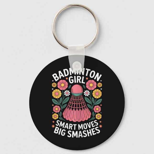 Badminton Girl Shuttle Funny Badminton  Key Ring (Front)