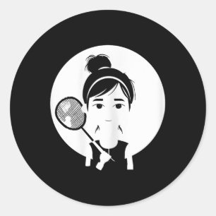 Badminton Girl Shuttle Player For Girls Classic Round Sticker