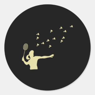 Badminton Girl Shuttle Woman Girl Shuttle Racket Classic Round Sticker