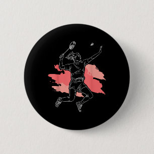 Badminton Girl - Smash Shuttle Athlete Sports 6 Cm Round Badge