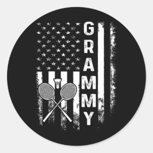 Badminton Grammy American Flag Vintage Christmas X Classic Round Sticker