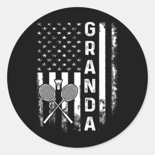 Badminton Granda American Flag Vintage Christmas X Classic Round Sticker