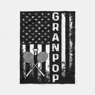 Badminton Granpop American Flag Vintage Christmas Fleece Blanket