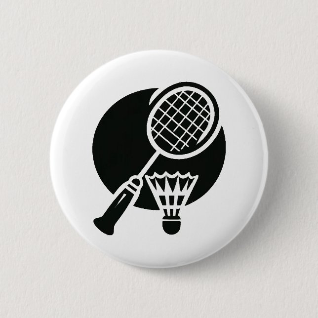 Badminton Graphic 6 Cm Round Badge (Front)