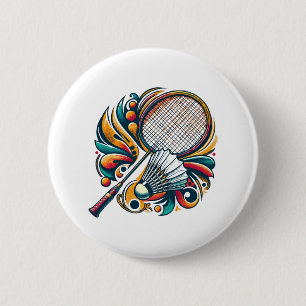 Badminton Graphic 6 Cm Round Badge