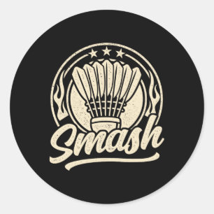 Badminton Graphic Badminton Player Shuttle Sports Classic Round Sticker