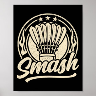 Badminton Graphic Badminton Player Shuttle Sports Poster