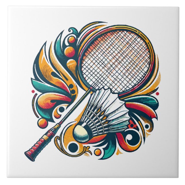 Badminton Graphic Ceramic Tile (Front)