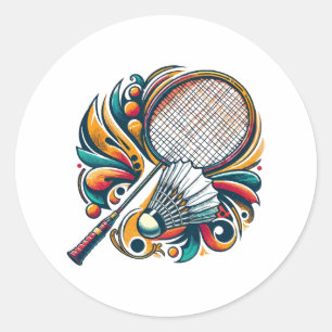 Badminton Graphic Classic Round Sticker
