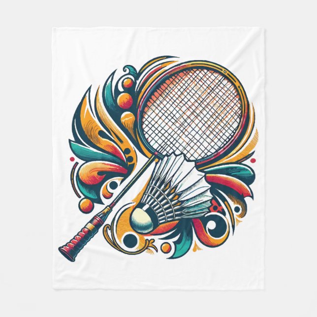 Badminton Graphic Fleece Blanket (Front)