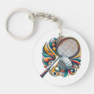 Badminton Graphic Key Ring