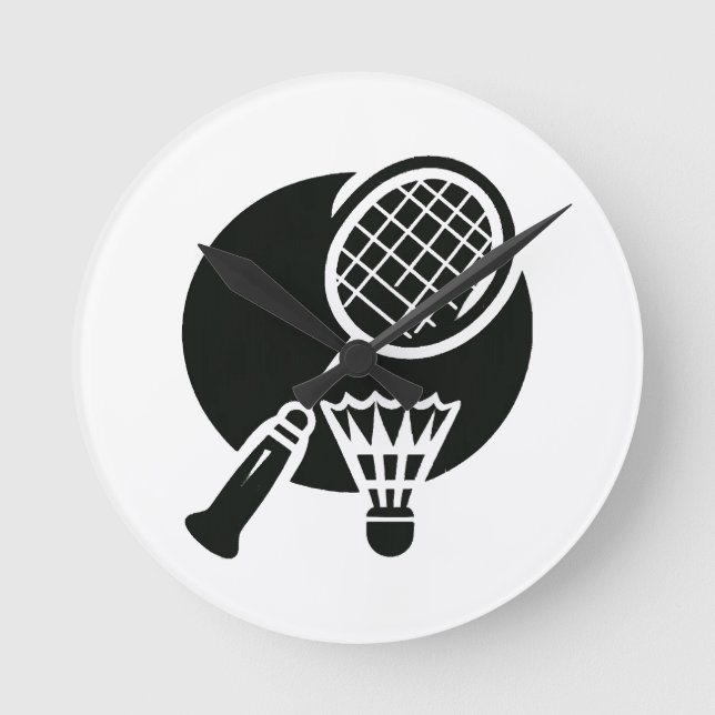 Badminton Graphic Round Clock (Front)