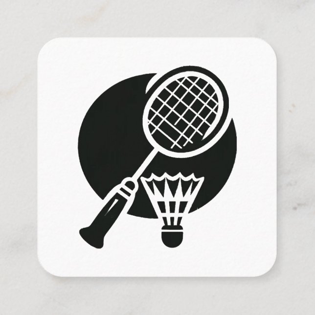 Badminton Graphic Square Business Card (Back)