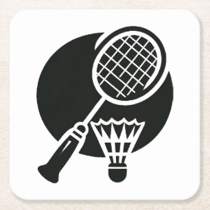 Badminton Graphic Square Paper Coaster