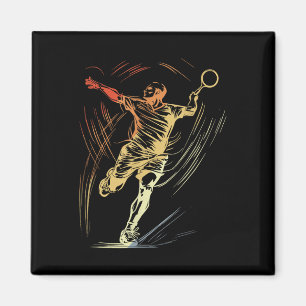 Badminton Guy Sketch Racquet Sport Shuttle Magnet