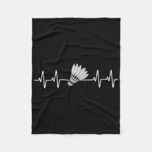 Badminton Heartbeat Pulse Love Badminton Players Fleece Blanket