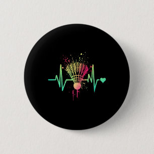 Badminton Heartbeat - Vintage Shuttle Badminton Lo 6 Cm Round Badge