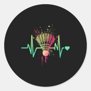 Badminton Heartbeat - Vintage Shuttle Badminton Lo Classic Round Sticker