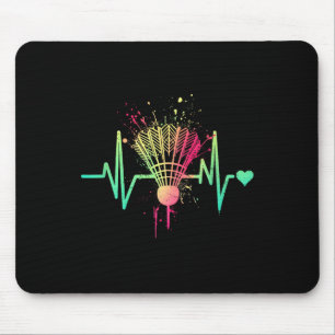 Badminton Heartbeat - Vintage Shuttle Badminton Lo Mouse Pad