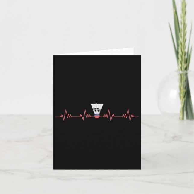 Badminton Heartbeat With Shuttle For Badminton  Card (Front)