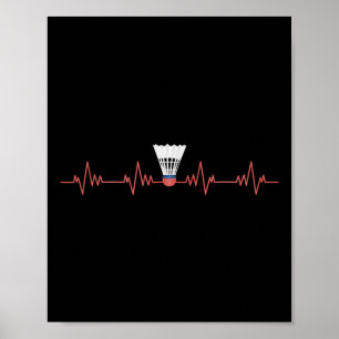 Badminton Heartbeat With Shuttle For Badminton Poster
