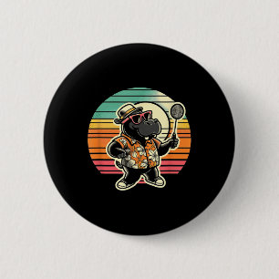 Badminton Hippo Shuttle 6 Cm Round Badge