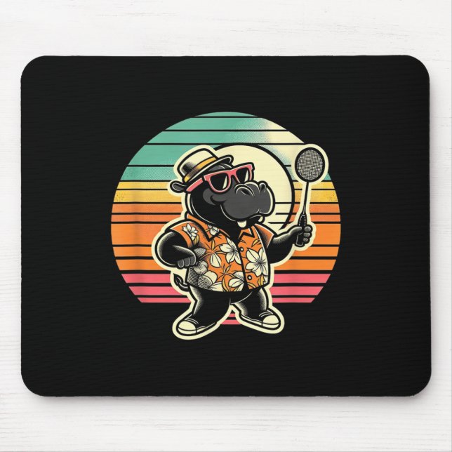 Badminton Hippo Shuttle  Mouse Pad (Front)