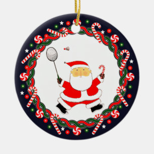 Badminton Holiday Gift Ceramic Ornament