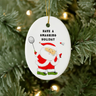 Badminton Holiday Gift Ceramic Ornament