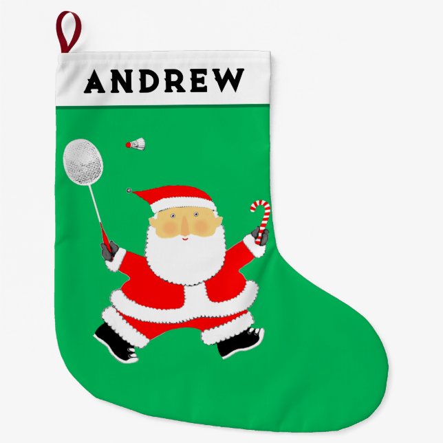 Badminton Holiday Gift Large Christmas Stocking (Front)