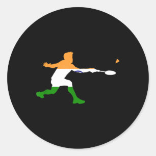 Badminton Indian Flag Racquet Shuttle Men Player Classic Round Sticker