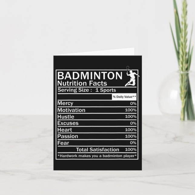 Badminton Ingredients Label Funny  Card (Front)