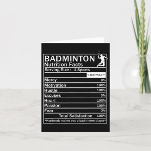 Badminton Ingredients Label Funny  Card