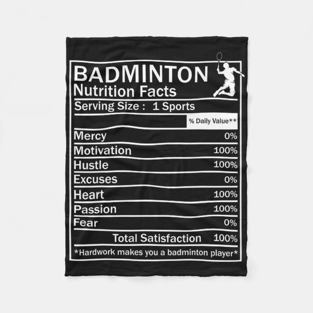 Badminton Ingredients Label Funny  Fleece Blanket (Front)