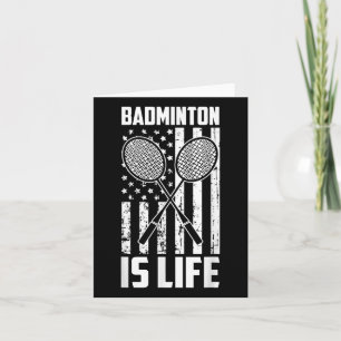 Badminton Is Life - Vintage Usa American Flag  Card