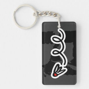 Badminton keychain with flying shuttle drawing