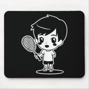 Badminton Kid Cartoon Racquet Sport Shuttle  Mouse Pad