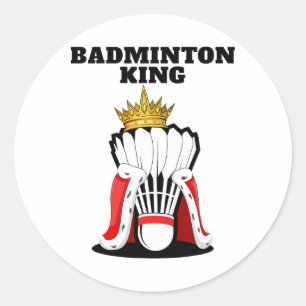Badminton King Mens Badminton Player Shirt Boys Ba Classic Round Sticker