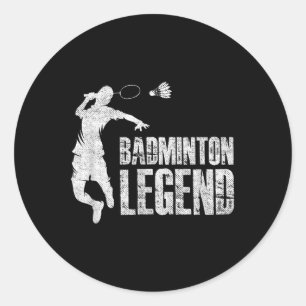 Badminton Legend _ Racket Shuttle _ Badminton Play Classic Round Sticker