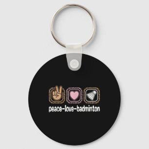 Badminton Leopard Print Women Girls Kid Peace Love Key Ring
