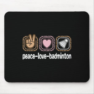 Badminton Leopard Print Women Girls Kid Peace Love Mouse Pad