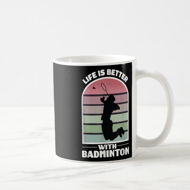 Badminton Life Funny Shuttle Retro Game  Coffee Mug (Right)