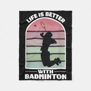 Badminton Life Funny Shuttle Retro Game Fleece Blanket